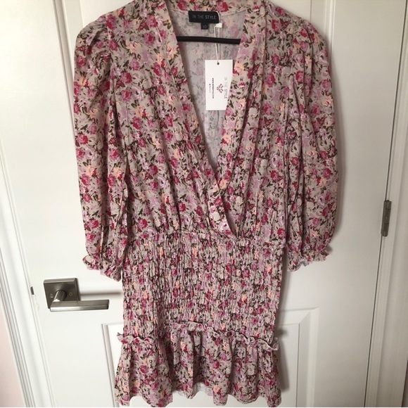 NWT In the Style x Lorna Luxe Harper Floral Ruched Ruffle Dress Romantic Sz 6 - Picture 6 of 10